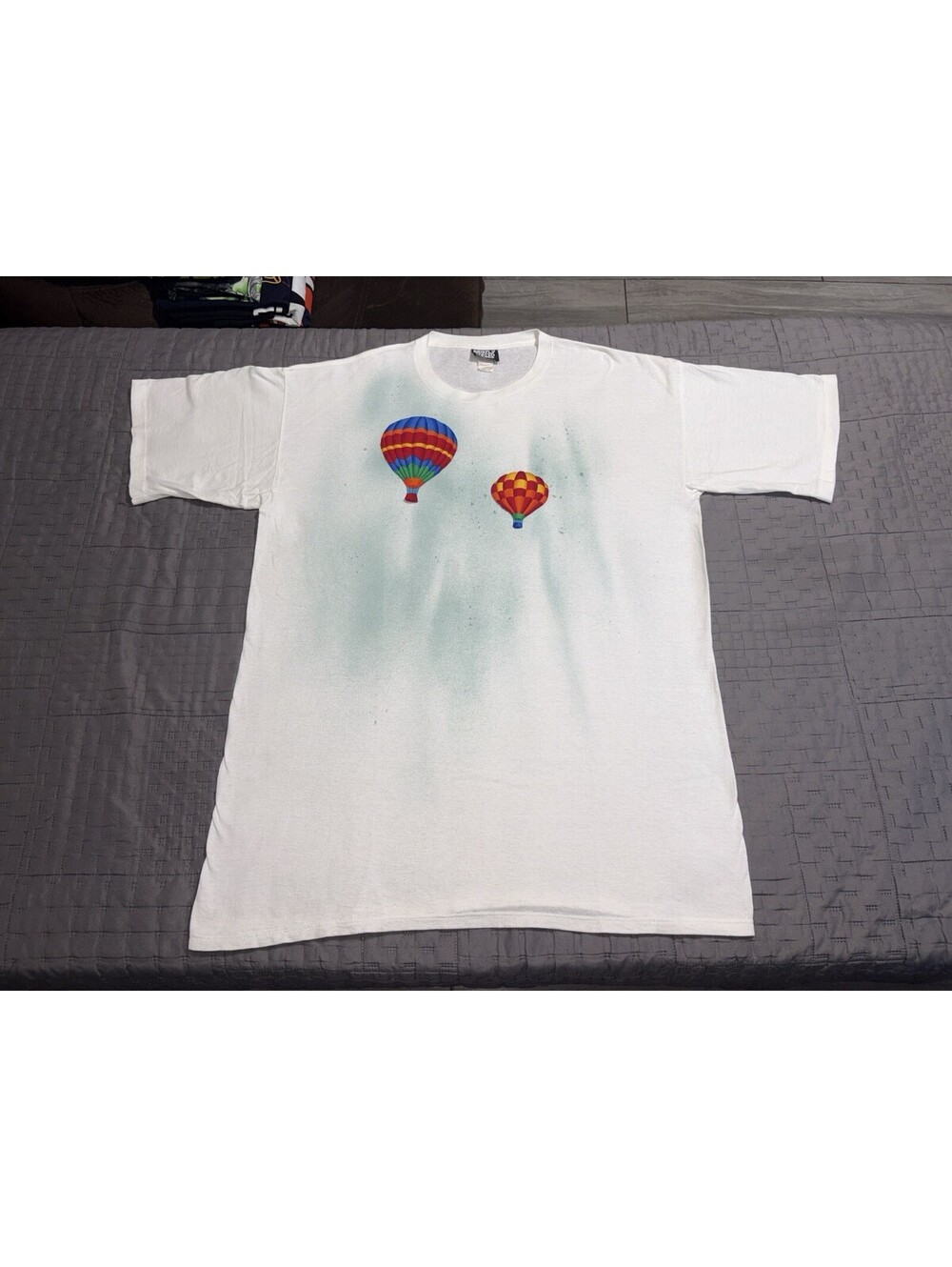 Vintage 90s Briefly Stated Babes Hot Air Balloon T Shirt Single Stitch White LRG